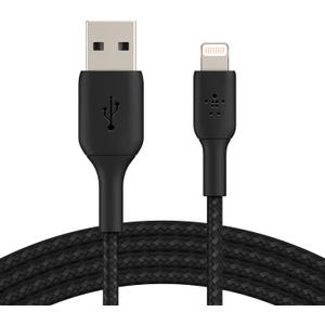 Belkin BoostCharge Braided Lightning Cable - 6.6ft/2M - MFi Certified Apple iPhone Charger USB to Lightning Cable 6ft - iPhone Cable - iPhone Charger Cable - Apple Charger - USB Phone Charger - Black