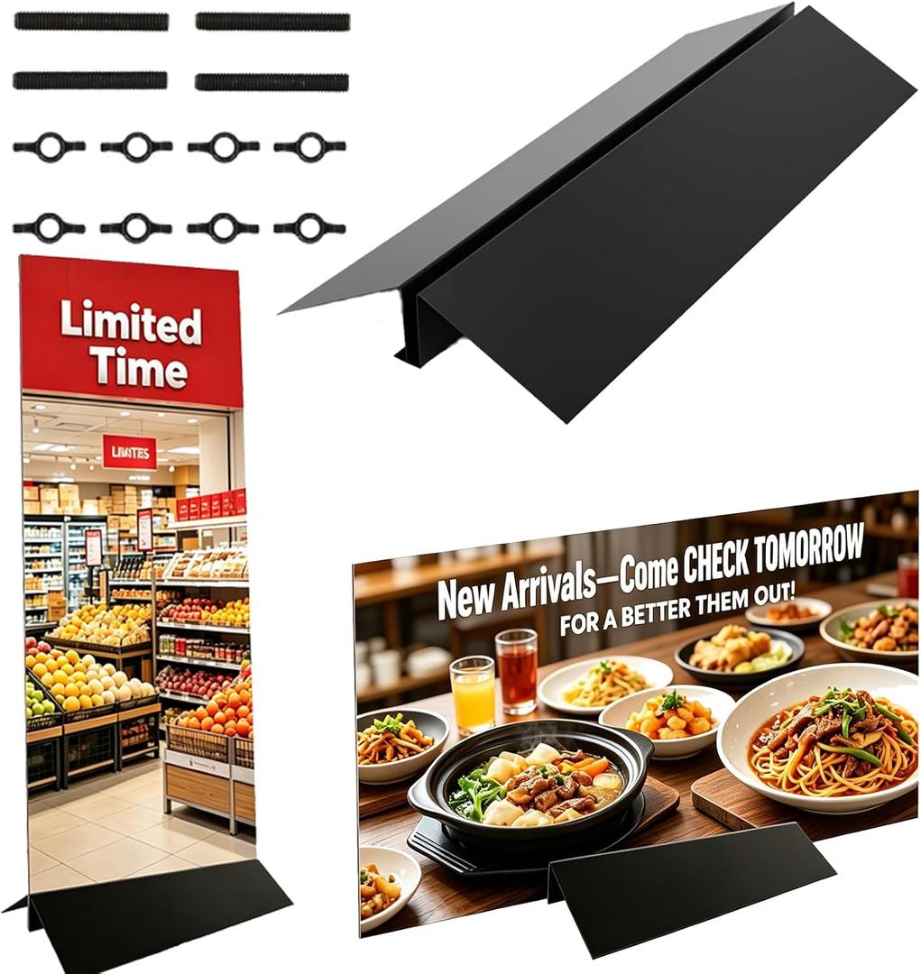 Heavy Duty Floor Standing Sign Holder Base Only – Metal Stand for 36" Wide Foam Board, Poster, Acrylic, Glass & Composite Signs up to 72" Tall – Perfect for Store Advertising & Displays