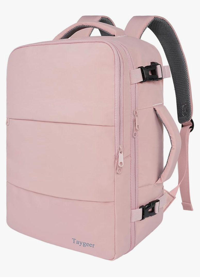 Taygeer Travel Backpack for Women, Carry On Backpack with USB Charging Port & Shoe Pouch, TSA 15.6inch Laptop Mochila Flight Approved, Nurse Bag Casual Daypack for Weekender Business Hiking, Pink