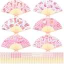 Roowest 36 Pcs Pink Cowgirl Folding Hand Fan Bulk Cowgirl Theme Party Decorations Folding Handheld Fan for Bachelorette Birthday Western Rodeo Party Supplies