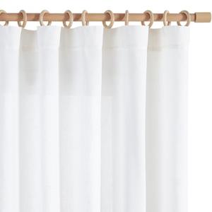jinchan White Linen Curtains 120 Inchs Long 2 Panel Set Boho Curtains for Living Room Bedroom Light Filtering Farmhouse Drapes Aesthetic Decor 10ft Extra Long Drapes, Rod Pocket/Back Tab 50W x 120L