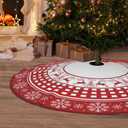 Christmas Tree Skirt, Red Tree Skirts 48 Inch with Snowflake Reindeer Rustic Farmhouse Xmas Tree Skirt Christmas Decorations for Holiday Party Decor