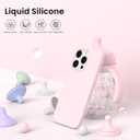 ORNARTO Compatible with iPhone 15 Pro Case 6.1", Liquid Silicone 3 Layers Full Covered Soft Gel Rubber Cover, Shockproof Protective Slim Phone Case with Anti-Scratch Microfiber Lining-Chalk Pink