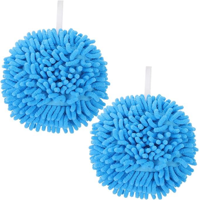 MAGICLULU 1Pcs Chenille Hand Towel with Hanging Loop Soft Absorbent Bathroom Kitchen Towels Quick Drying Fuzzy Ball Design for Versatile Use