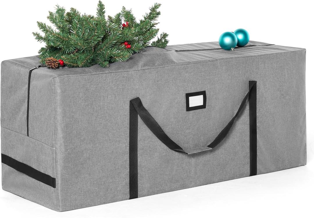 JOIEDOMI Christmas Tree Storage Bag - for 7.5 ft Artificial Disassembled Holiday Tree - Heavy Duty 900D Oxford Fabric Waterproof Xmas Tree Bag with Durable Reinforced Handles & Dual Zipper, Grey