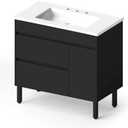 YITAHOME 36 Inch Bathroom Vanity with Sink, Bathroom Cabinet Vanity for Media Space, Freestanding Storage Bathroom Vanity with 1 Soft Closing Cabinet & 2 Drawers, Black