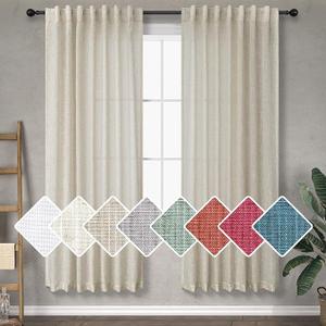 Tan Beige Linen Curtains 68 Inches Long for Bedroom Back Tab Loop Pocket Semi Sheer Light Reducing Modern Farmhouse Cottage Core Decor Neutral Gauze Curtain for Living Room Sitting Family 2 Panel Sets
