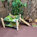 Tfwadmx Bearded Dragon Bed Double-Layer Wood Reptile Lizard Lounger Sleeping Hammock Tank Habitat Accessories for Leopard Gecko Snake Lizard or Other Small Animal