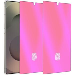 2 Pack Anti-Blue Privacy Tempered Glass for Samsung Galaxy S25 Ultra Anti-Spy Screen Protector Film Electroplated Colorful Support Finger Unlock