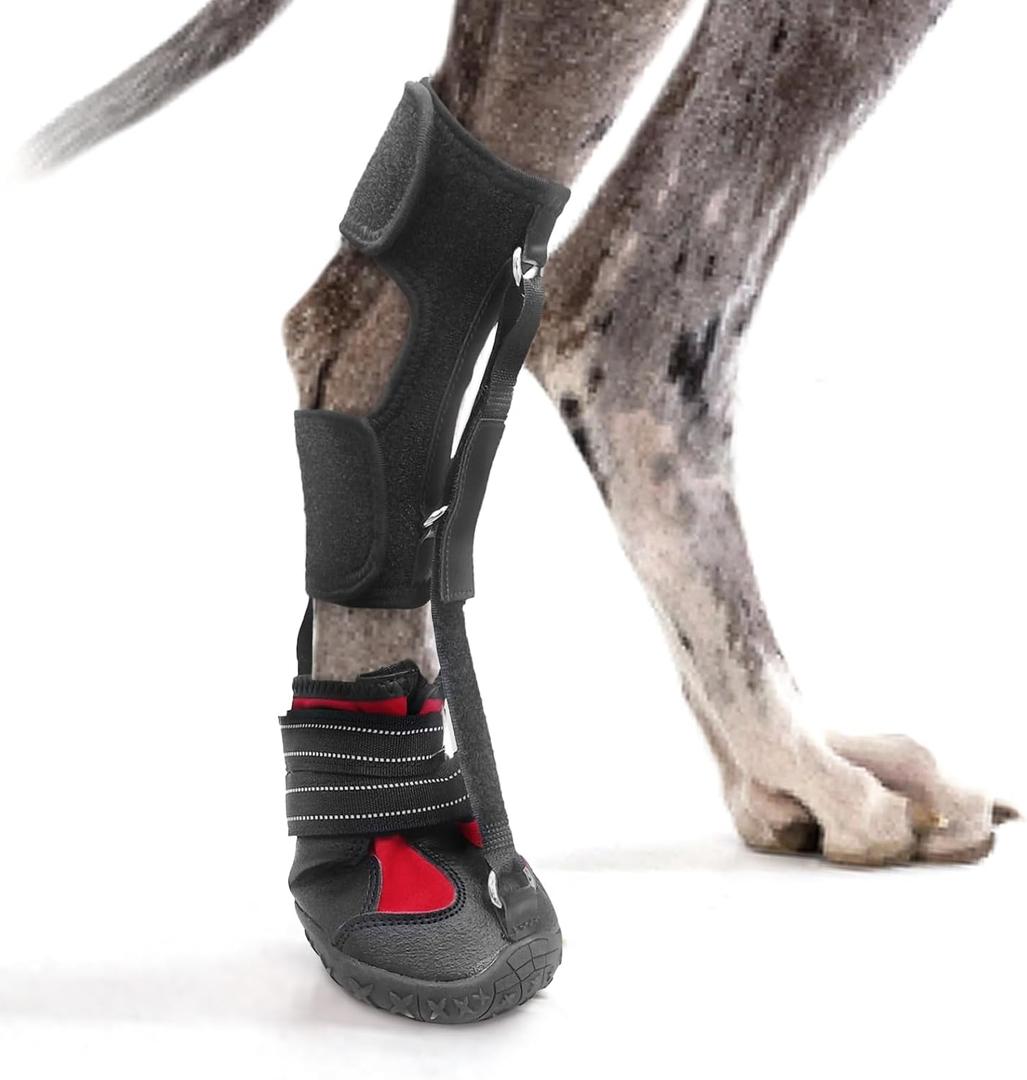 Strap-On Drop Foot Brace (No Knuckling Boot Brace) for Dogs Corrective Dog Shoes to Safely Lift Toes for Foot Issues, Arthritis, and improving Walking gait in Dogs, Patent Pending(XL)