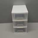 Gonice Small 3 Drawer Storage Organizer, White Plastic Drawer Storage, Small Desktop Organizer for Home, Office