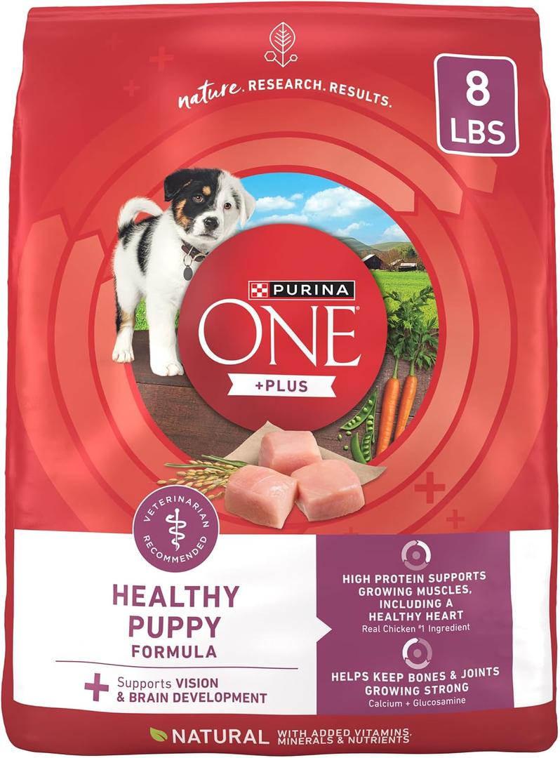Purina ONE Plus Healthy Puppy Formula High Protein Natural Dry Puppy Food with added vitamins, minerals and nutrients - 8 lb. Bag (EXP 07/31/27)