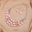 3 Layered Chunky Statement Necklace for Women Beaded Strand Necklaces with Earring Fashion Costumes Collar Necklace Jewelry Sets Gifts for Women