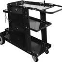 3-Tier Heavy Duty Welding Cart, Welder Cart for MIG/TIG Welder & Plasma Cutter, 400Lbs Capacity Rolling Welding Trolley with 360°Swivel Wheels & Safety Chains