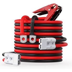 NOONE Heavy Duty Jumper Cables for Diesel Trucks - 1 Gauge 25 Feet extra long Booster Battery Cables with Permanent Installation kit and Quick Connect Plug for Car, SUV