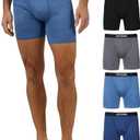 32 Degrees COOL Mens 4-PACK Quick Dry Performance Boxer Brief With Comfort Elastic Waistband (M)