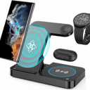 Wireless Charging Station For Samsung, 3 in 1 wireless Charger Stand for Samsung Galaxy S25 S24 Ultra S23 S22 Note 20 Z Fold 7/6 - Wireless Charger Station For Samsung Galaxy Watch 8 7 6 5 Buds