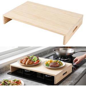 21.3"x14.7" Wooden rv Stove Top Cover, rv Sink Cover Cutting Board for Extra Counter Space, Multipurpose Camper Stove Cover for Kitchen, Campers, with 2 Detachable Support Panels