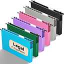 Plastic Legal Size Hanging File Folders,Heavy Duty 1 Inch Expansion with Adjustable Tabs,12 Pack Reinforced Legal Expandable Hanging Folders,Filing Cabinet Folder for Bulky Files-Colorfu