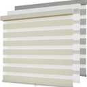 Cordless Zebra Blinds for Windows,Free-Stop Roller Zebra Shades,Light Filtering Blinds for Indoor windows with Upgraded Cassette,Pull Down Privacy Window Shades for Home (35" W x 72" H, Ivory)