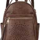 APHISON Small Backpack Purse for Women Cute PU Leather Mini Backpacks Ladies Casual Lightweight Travel Daypack Waterproof (Brown)