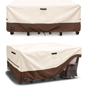 Outdoor Furniture Covers Waterproof for Patio Furniture Set, Heavy Duty 600D Table Cover for Dining Set, Sofa & Chair Outdoor Couch Cover Patio Furniture Covers 111L x 74W x 28H inch Beige