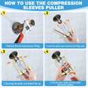 Enhon Faucet Handle Puller, Compression Sleeve Puller Tool with 1/2 Inch Compression Sleeve Removal Adapter, Adjustable Handle Sleeve Puller, Corroded & Frozen Supply Stops, Compression Ring Puller