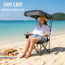 FAIR WIND 2 Pack Portable Canopy Camping Chair 380 LBS Capacity Heavy Duty Oversized Folding Lawn Chair with Sunshade for Beach, Fishing, Sports & Outdoors