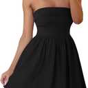 ZESICA Women's Summer Strapless Mini Dress 2026 Casual Off Shoulder A Line Swing Boho Beach Vacation Party Short Dresses (M)