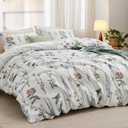 Bedsure Duvet Cover Queen Size - Reversible Cute Floral Duvet Cover Set with Zipper Closure, 3 Pieces White Bedding Set with 8 Corner Ties and 2 Pillow Shams 20"x26"