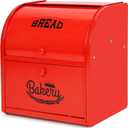 Widousy 2 Layer Metal Bread Boxes, Bread Box Storage Bin Kitchen Container with Roll Top Lid Iron Countertop Containers Metal Food Storage Bread Keeper Large Capacity Home Kitchen CounterRed