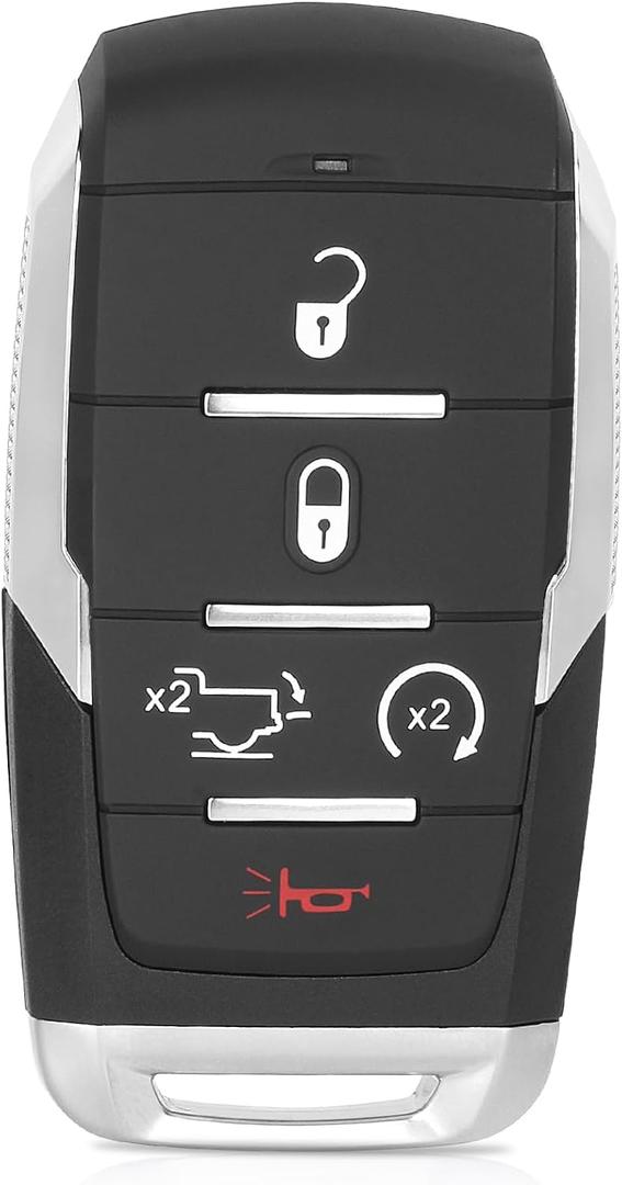 Keyecu Replacement Remote Car Key case Shell for Ram 1500 Long Horn 2019-2022 OHT-4882056 68291691 68291691AB-AE 68442909 68575604AA 5 Buttons,Empty Shell