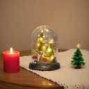 Christmas Decorations Indoor, Light Up Christmas Decor, Christmas Tree, Deer, Mushroom in Plastic Dome Cloche, Miniature Decor for Holiday Party Family Table Decoration