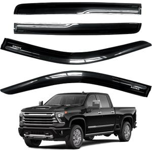 AUXKO Rain Guards for 2020-2026 Chevy Silverado & GMC Sierra 2500HD 3500HD Crew Cab, Window Vent Visor Accessory - Tape-On Rain Guard Window Visors,Side Window Wind Deflectors & Visors Smoke