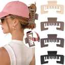 Hat-Friendly Claw Clips for Baseball Caps - 4 Pcs Trucker Hat Hair Clips for Women, Claw Clips for Thick Hair Hat Hairstyles, Gifts Hair Accessories