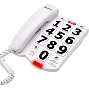Landline Phones for Seniors, Adjustability Features, One-Touch Dialling,Big Button Phone for Seniors, Hard of Hearing Retro Telephone Corded Phones, with Handsfree Function (EX-LD-265)