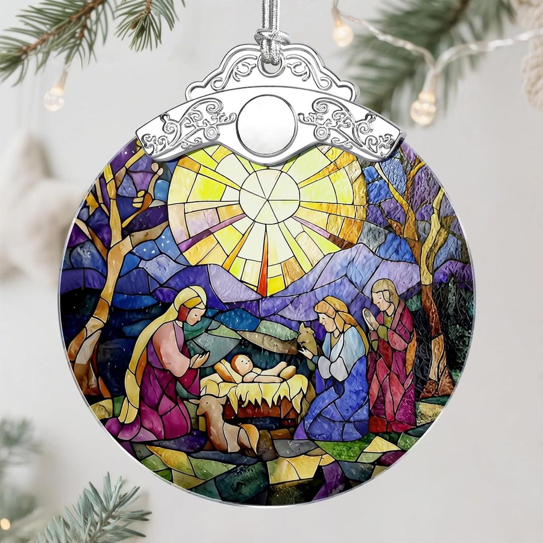 2 x Christmas Ornament, Christmas Tree Decor, Christian Ornament, Nativity Scene, Religious Home Decor, Christian Gifts, Religious Gifts, Gift Exchange, Gift Idea - Pattern E