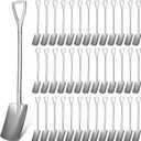 Gerrii 100 Pieces Mini Shovel Dessert Spoons 6.1 Inch Stainless Steel Silverware Gelato Spoons for Dessert Coffee Fruit Ice Cream Kitchen Restaurant Home