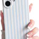Lovmooful Compatible for iPhone 16 Case Cute Color Striped with Aesthetics Design for Girls Women Soft TPU Shockproof More Protective Girly for iPhone 16 Case-Blue