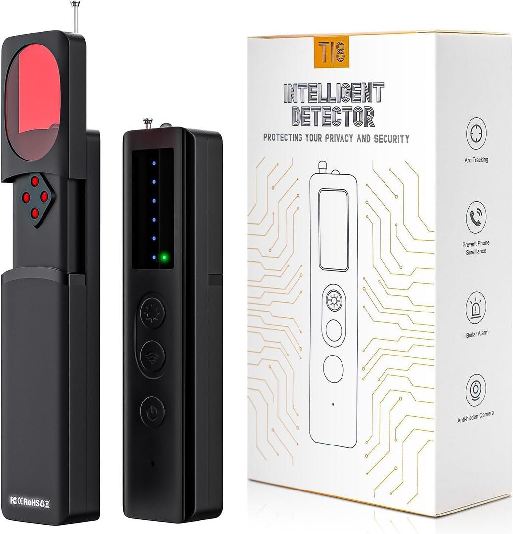 Hidden Camera Detector, Upgraded Hidden Bug and Camera Detector, Portable GPS Tracker Spy Camera Device Finder Detector, Hidden Camera Detectors for Travel, Home, Hotel, Office, Black