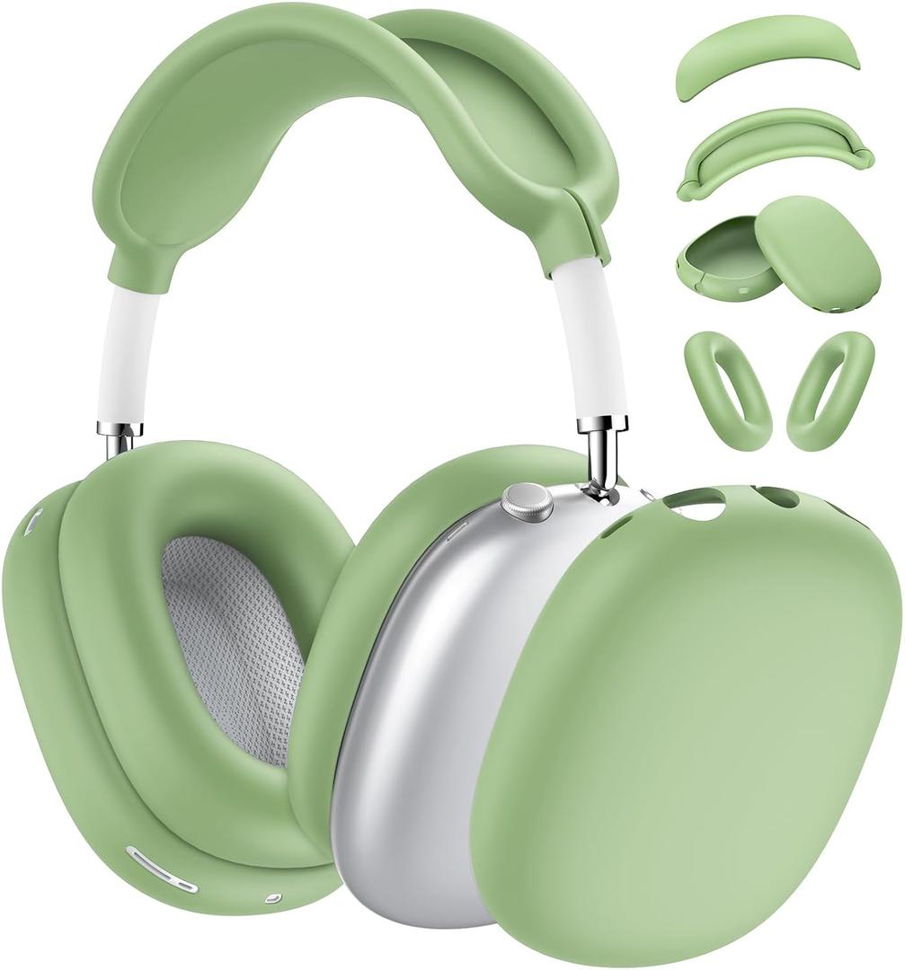 Case for Airpods Max Headphones, Ear Pad Case Cover/Ear Cups Cover/Headband Cover for AirPods Max 2 & 1 (USB-C/Lightning) (2026/2024/2020), Silicone for Apple Airpod Max 2, Accessories Cases (Green)
