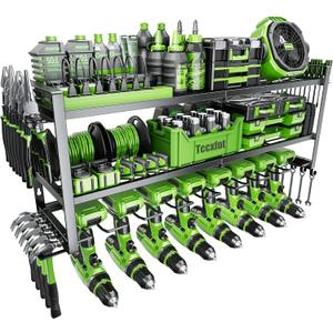 Power Tool Organizer - 3 Layer 8 Drill Holder Wall Mount, Storage Rack for Garage Organization, Large Tool Shelf, Gifts for Him Men Dad Husband Anniversary Fathers Day, Cool Gadget Stocking Stuffer
