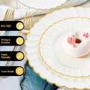 Lullaby 96PCS Ivory Scalloped Plastic Plates with Gold Rim, Disposable Elegant Plates Include 48pcs Dinner Plate 10.25", 48pcs Dessert Plate 7.5", Perfect for Daily Use, Wedding and Party