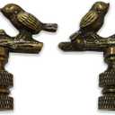 Birds on Tree Branch 1.63" Lamp Finial for Lamp Shade, Antique Brass, Set of 2 (Multicolor)