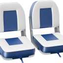 2-Pack 20" High Back Boat Seat with Thickened Sponge Padding and Hinge, Waterproof Boat Captain Chairs, Easy to Store, Ideal for Fishing, Sightseeing, Boating Blue