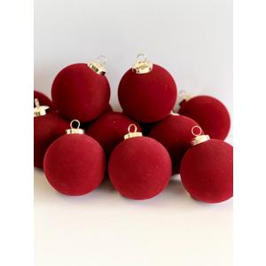 Velvet Christmas Tree Ornaments Set, Burgundy Christmas Ball Ornaments for Xmas Tree Mantle Stairs Holiday Decor, Burgundy