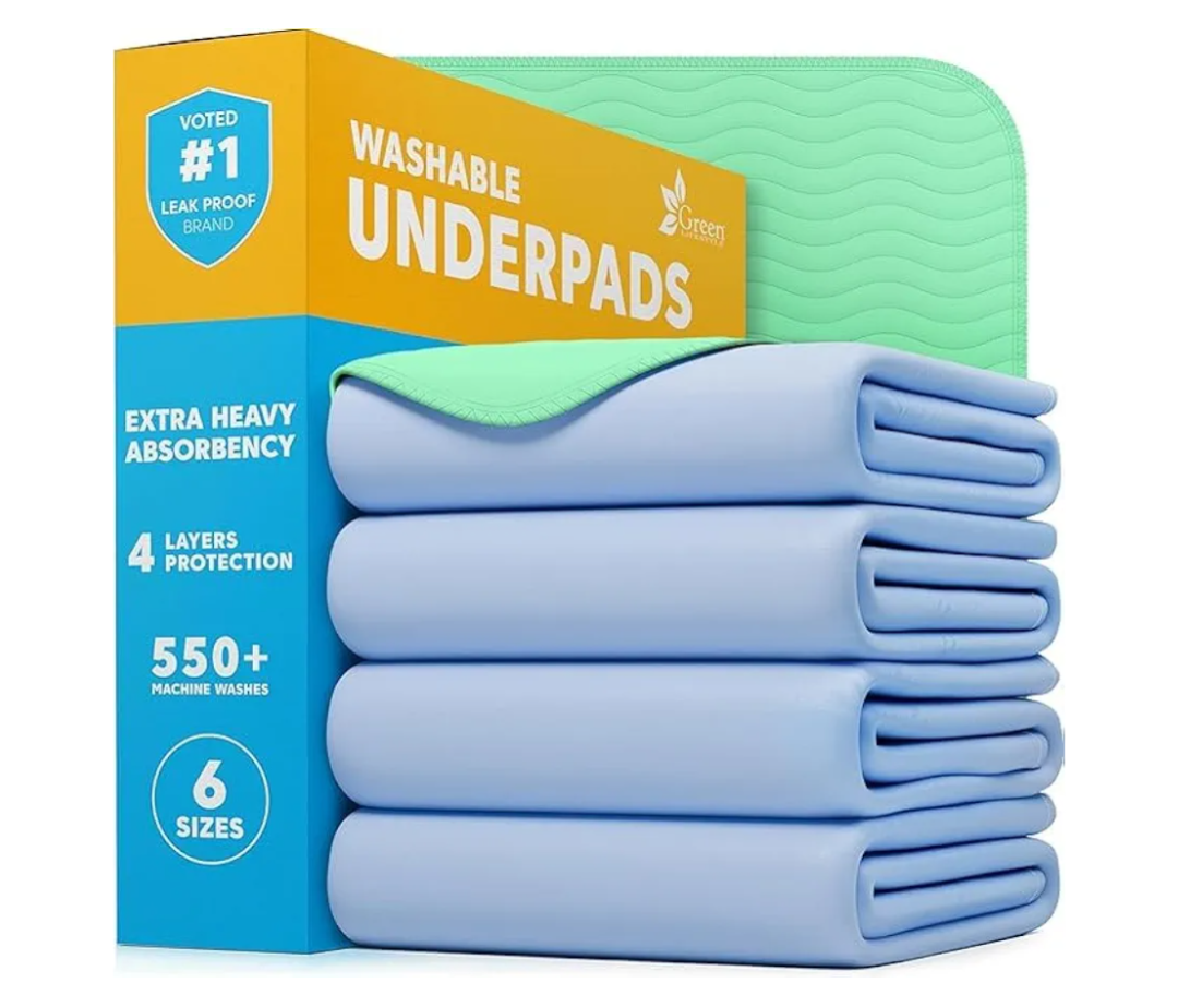 GREEN LIFESTYLE® Washable Underpads - Heavy Absorbency Reusable Bedwetting Incontinence Pads for Kids, Adults, Elderly, and Pets - Toddler Mattress Pads for Bed, Sofa, Floor (Pack of 2)