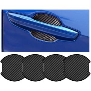 4Pcs Car Door Handle Stickers, 3D Carbon Fiber Texture Auto Door Cup Protective Film, TPU Scratch Protector Cover Guard Pad, Vehicle Door Bowl Paint Cover for Most Models(3.89''3.93'')