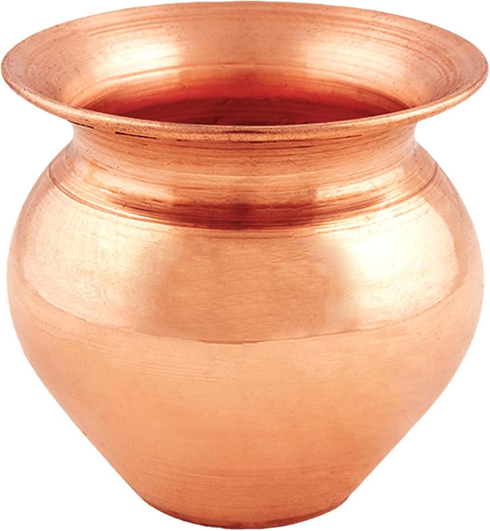 Shubhkart Indian Pure Copper Kalash, Lota for Puja Decoration 9 cm Height (Medium) Pure Copper, Copper Vessel Lota Kalash for Pooja at Home, Wedding Purpose, use in Office, Temple and All Festival