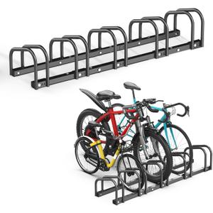 Ultrawall Bike Storage Rack for Garage, 5 Bikes Floor Bike Stand, Bicycle Parking Holder Stand for Indoor/Outdoor, Fit 22-28" Wheel Tire Width 2.1"